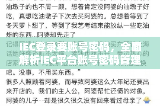 IEC登录要账号密码，全面解析IEC平台账号密码管理