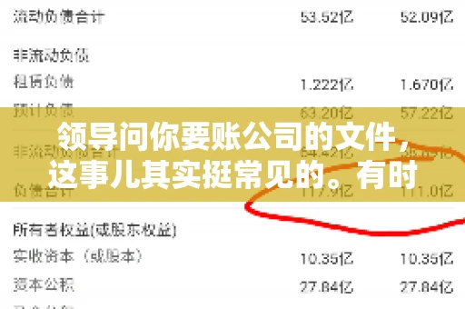 领导问你要账公司的文件,这事儿其实挺常见的。有时候,你可能一头雾水,不知道从何下手。今天,我就来和大家聊聊这个话题,希望能帮到大家。 领导问你要账公司的文件,这事儿其实挺常见的。有时候,你可能一头雾水,不知道从何下手。今天,我就来和大家聊聊这个话题,希望能帮到大家。